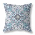 Homeroots 20 in. Floral Boho Indoor Outdoor Zippered Throw Pillow Light Blue & Gray 417401